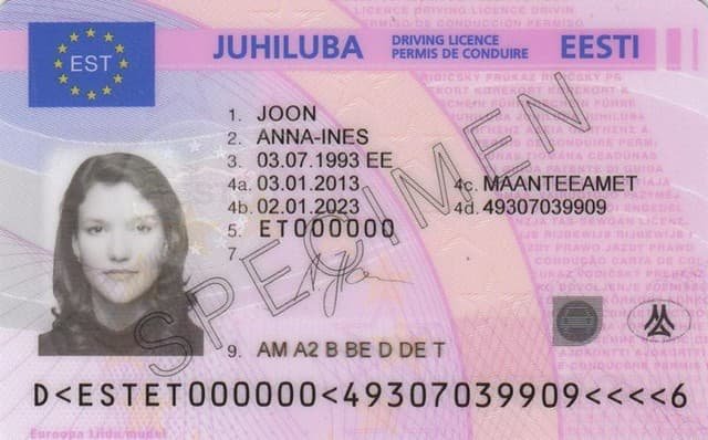 Estonia driving license