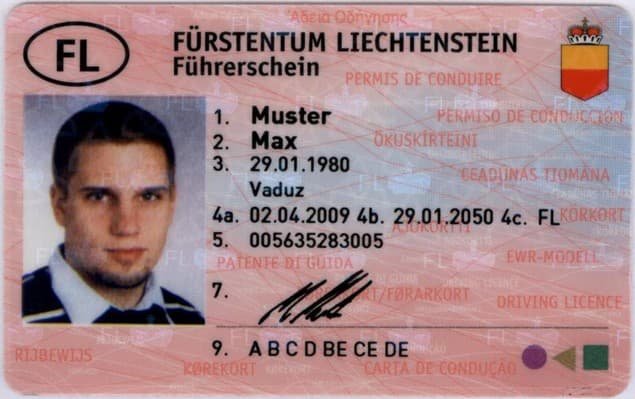 Registered Liechtenstein Driving Licence